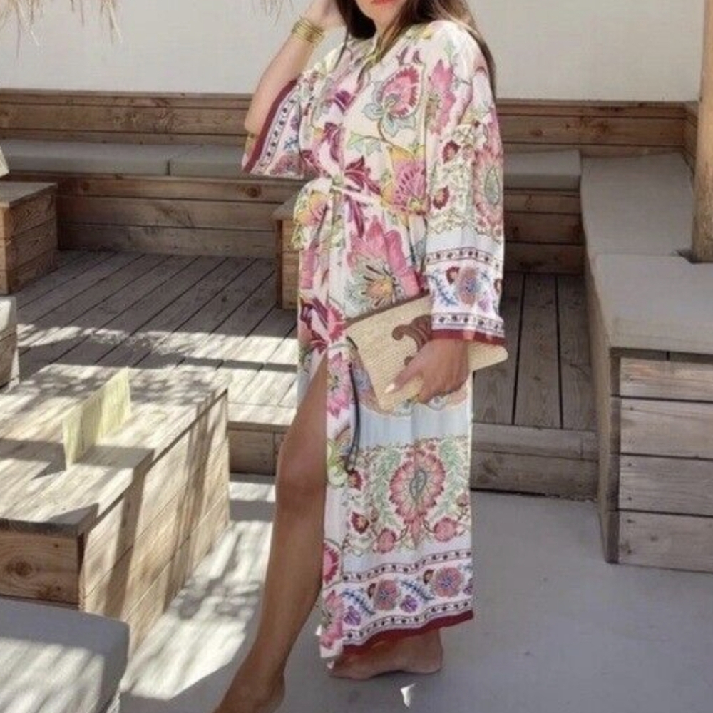 Zara Multicolor Floral Robe - Picture 15 of 16